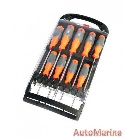 9 Piece Screwdriver Set in Plastic Case