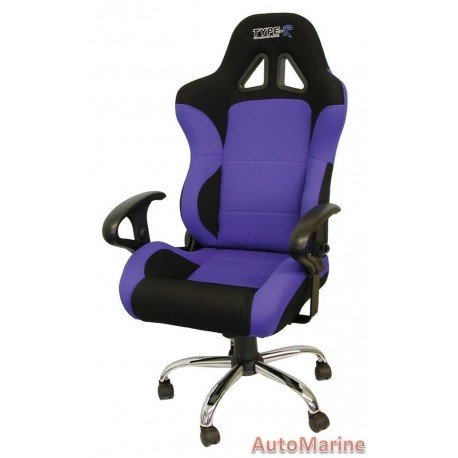 Racing Office Chair with Arm Rests - Blue