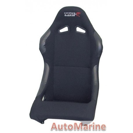 Non Reclining Racing Bucket Seat with Rails - Black