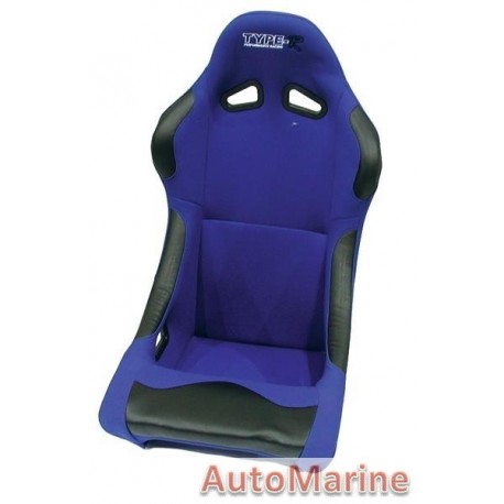 Non Reclining Racing Bucket Seat with Rails - Blue
