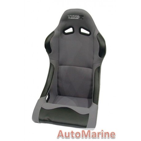 Non Reclining Racing Bucket Seat with Rails - Grey