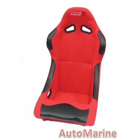 Non Reclining Racing Bucket Seat with Rails - Red