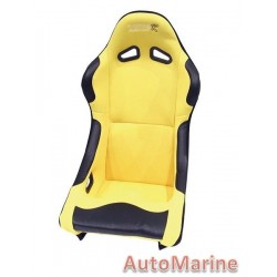 Non Reclining Racing Bucket Seat with Rails - Yellow