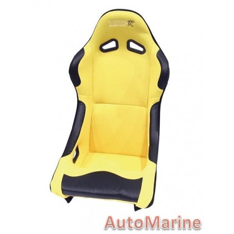 Non Reclining Racing Bucket Seat with Rails - Yellow