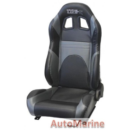 Reclining Racing Seat PVC - Carbon Grey / Black