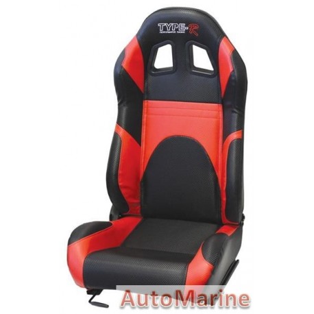 Reclining Racing Seat PVC - Carbon Red / Black