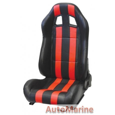 Reclining Racing Seat PVC - Carbon Red