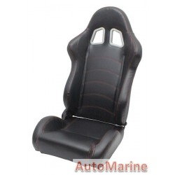 Reclining Racing Seat - Black with Red Stitching