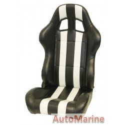 Reclining Racing Seat PVC - White / Black
