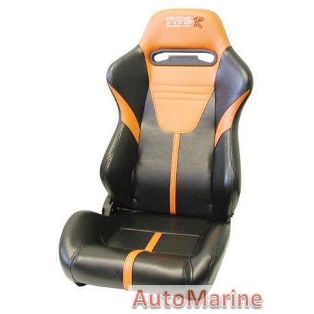 Reclining Racing Car Seat PVC - Orange / Black