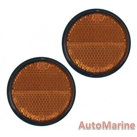 Round Amber Reflector - 60mm - Set of 2