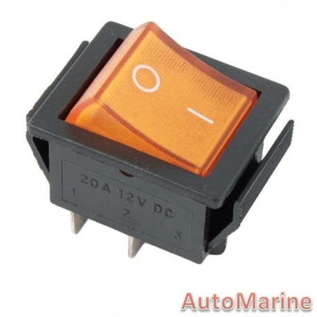 Rocker Switch - Amber - Illuminated