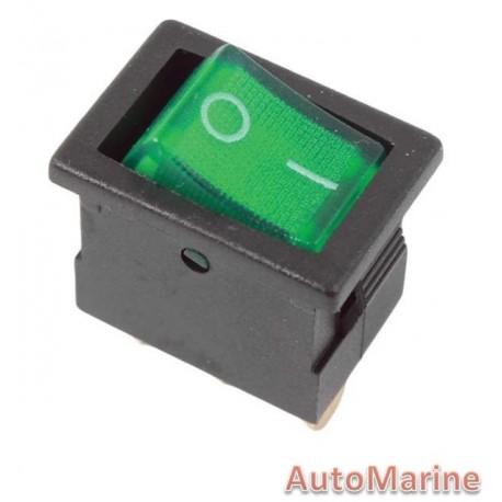 Rocker Switch - Green - Mini