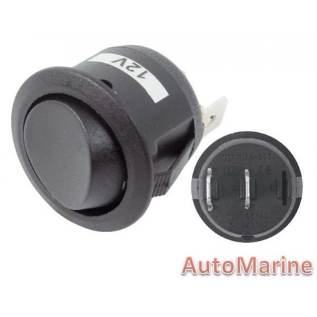 Rocker Switch - Black - Round Mini