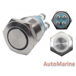 Push On / Off Momentary Switch - Waterproof - White - Metal IP66