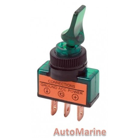 Toggle Switch - Duckbill - On / Off - Green