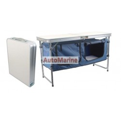 Fold Up Table with Cupboard - Aluminium