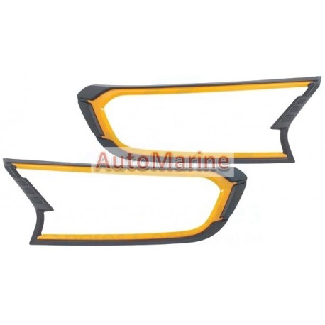 Ford Ranger (2015 Onward) Head Lamp Cover with Yellow Edging