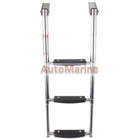 Telescopic Drop Ladder - Stainless Steel with Wider Steps