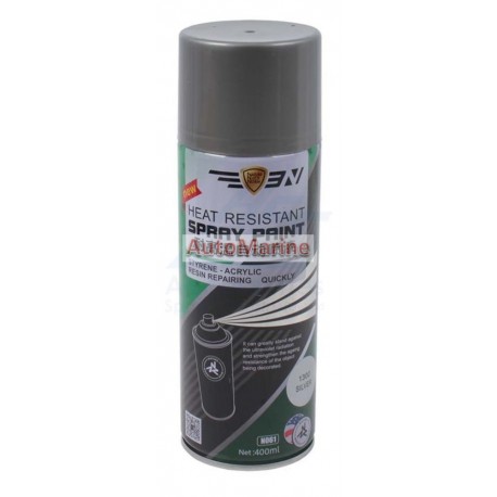 Heat Resistant Aerosol Spray Paint - Silver - 400ml