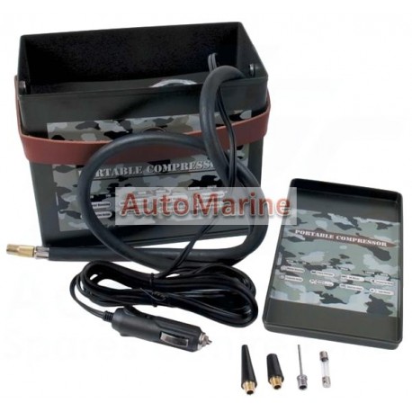 Heavy Duty Air Compressor & Tyre Inflator in Ammo Box - 12 Volt