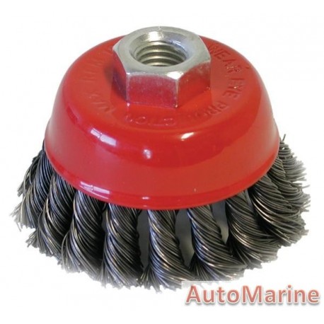 Cup Brush Knotted 75mm M14X2