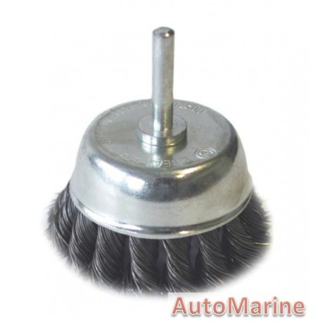 Cup Brush Knotted with Shaft 75mm