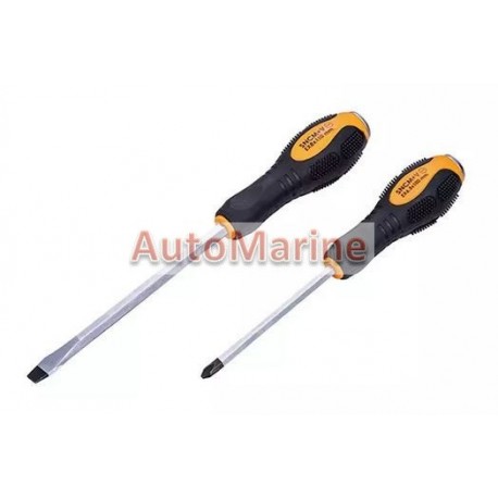 Screwdriver Set - 2 Piece - Flat + Phillips - Hammer Head