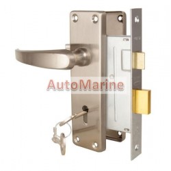 Steel Handle 2 Lever Lock Set - Ruby - Satin Chrome