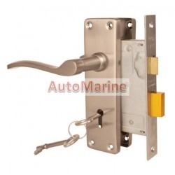 Steel Handle 2 Lever Lock Set - Sapphire - Satin Chrome