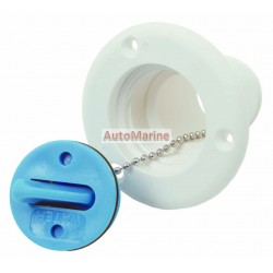 Water Deck Cap - 40mm - White with Blue Cap