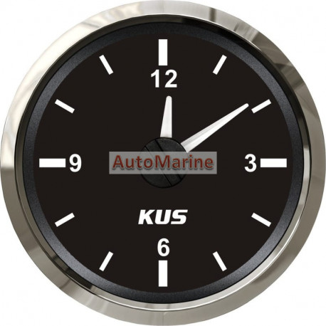 Kus Clock - 52mm - Black with Stainless Steel Bezel