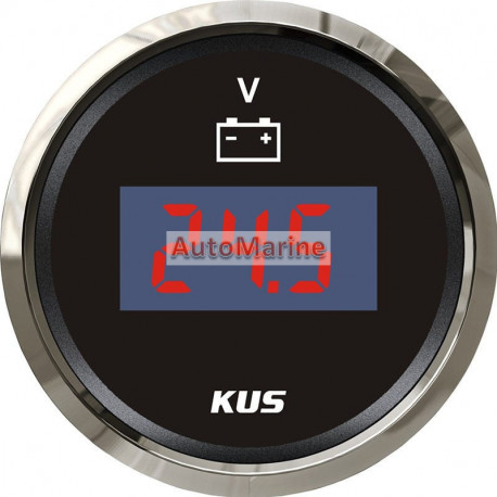 Kus Digital Volt Guge - 8-32V - Black Face with Stainless Steel Bezel