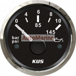 Kus Oil Pressure Gauge - 52mm - Black Face with Silver Bezel