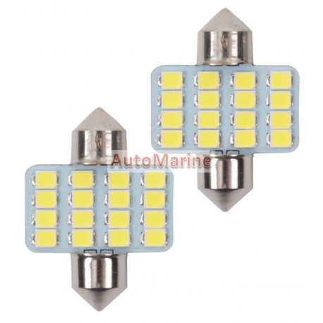 LED GLOBE 2PC 250A 16SMD LED 10X31