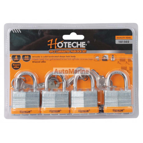 Laminated Pad Lock Set - 40mm - 4 Piece