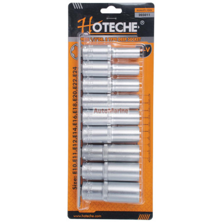 9 Piece E-Torx Tube Socket Set - 1/2 Inch Drive