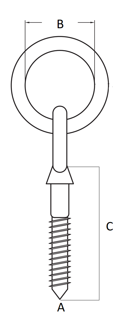 AutoMarine Long Welded Eye Bolt With Ring Diagram