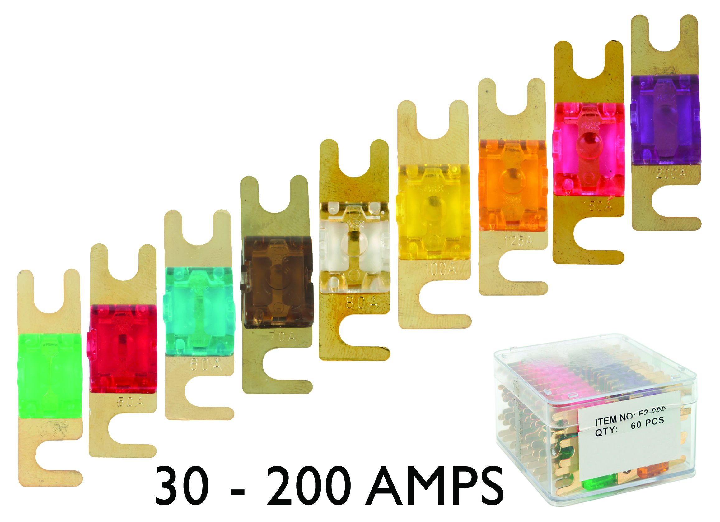 Fuses & Fuse Boxes Main Fuse Links Assorted 60 Pieces (30 200